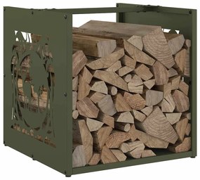 Suporte para lenha aço laminado a frio verde azeitona