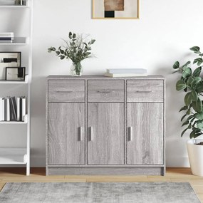 823014 vidaXL Aparador 91x28x75 cm derivados de madeira cinzento sonoma