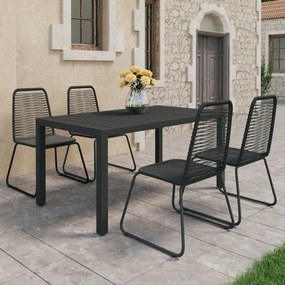 vidaXL 5 pcs conjunto de jantar para jardim vime de PVC preto