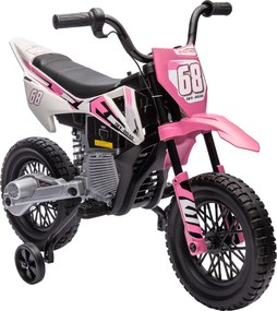 AIYAPLAY Moto elétrica infantil moto cross para crianças de 3 a 6 anos 2 motores 12V velocidade 5 km/h 109,5x60x72,5cm rosa | Aosom Portugal