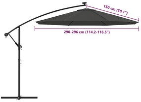 Tecido de substituição p/ guarda-sol cantilever 300cm antracite