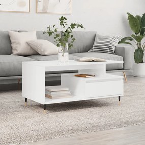 vidaXL Mesa centro 90x49x45 cm derivados de madeira branco brilhante