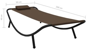 Espreguiçadeira de jardim 200x90 cm aço castanho