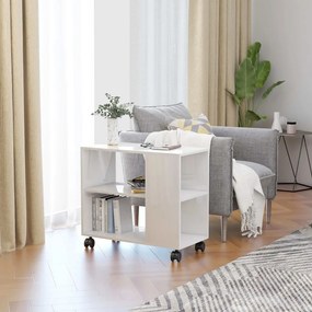 vidaXL Mesa de apoio 70x35x55 cm madeira processada branco brilhante