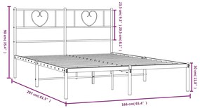 Estrutura de cama com cabeceira 160x200 cm metal branco