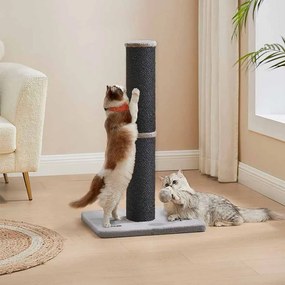 Arranhador para gatos com 85 cm de altura, bola de pelúcia e sino, preto