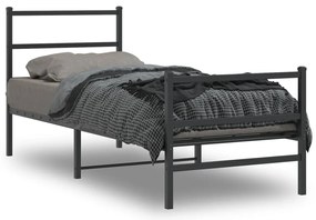 Estrutura de cama com cabeceira e pés 80x200 cm metal preto