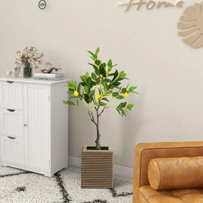 Limoeiro artificial 80 cm Planta de limão falsa com vaso em cimento Decoração de interiores Sala de estar Escritório