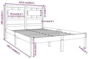 Estrutura de cama 120x200 cm madeira maciça branco