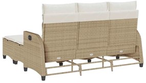 3 pcs conjunto sofás de jardim com almofadões em L vime PE bege