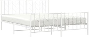 Estrutura de cama com cabeceira e pés 160x200 cm metal branco