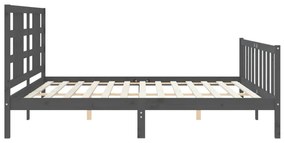 Estrutura de cama com cabeceira 200x200 cm madeira maciça cinza