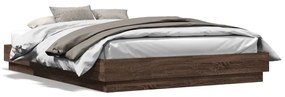Estrutura de cama com luzes LED 150x200 cm carvalho castanho