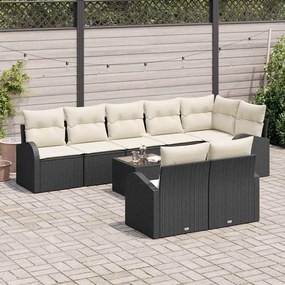 Conjunto de Sofá de Jardim 8 Peças com Almofadas Marrons em Poliratan