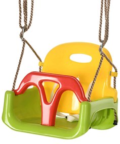 Outsunny Baloiço para Bebé 3 em 1 com Encosto Desmontável Cordas Ajustáveis e Barra em T Baloiço Infantil para Crianças de 9-36 Meses para Interior e Exterior 42x33x120-180 cm Multicor