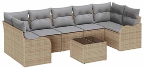 Conjunto de sofá de jardim com 8 peças e almofadas bege