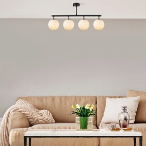 Candeeiro de Teto Fazli – Preto, Dourado e Creme – 70 x 15 x 35 cm