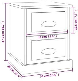 Mesa de cabeceira 39x39x47,5 cm derivados de madeira branco