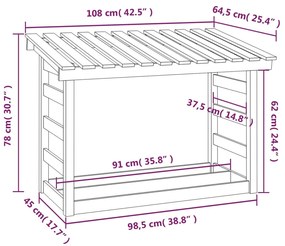 Suporte para lenha 108x64,5x78 cm pinho maciço