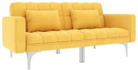vidaXL Sofá-cama tecido amarelo