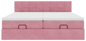 Estrutura de cama otomana com colchões 180x200 cm veludo rosa