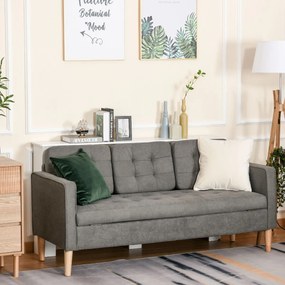 Sofá de 3 lugares acolchoado com 3 almofadas e apoios de braço Espaço de armazenamento Estilo moderno para sala de estar Quarto 166,5x62x82 cm
