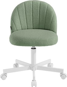 Cadeira de toucador ou cadeira de escritório, revestimento em tecido Teddy Fleece verde