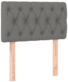 Cabeceira de cama c/ luzes LED tecido 80x7x78/88cm cinza-escuro