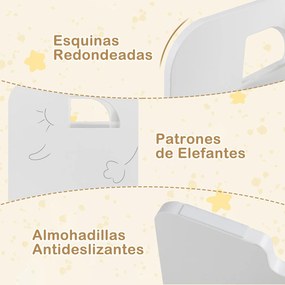Conjunto de mesa e 2 cadeiras infantis com quadro de giz integrado e motivo de elefante em madeira, para crianças a partir dos 3 anos, sala de jogos/c