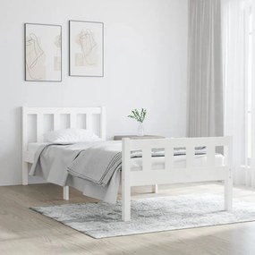 810640 vidaXL Estrutura cama pequena solteiro 75x190 cm madeira maciça branco