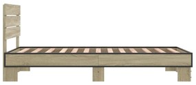 Estrutura de cama derivados de madeira e metal carvalho sonoma