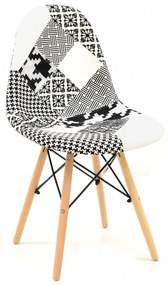 Conjunto 4 Cadeiras TOWER, madeira, tecido patchwork combi bgn
