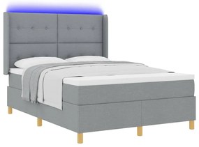 Cama Box com Colchão e Luz LED Cinza Claro 140x200 cm Tecido