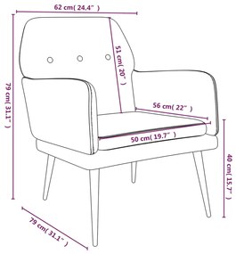 Cadeira c/ apoio de braços 62x79x79 cm veludo cor creme