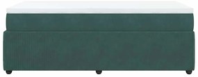 Cama com molas/colchão 90x200 cm veludo verde-escuro
