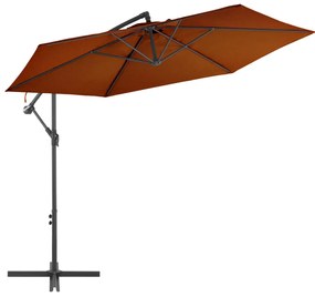 Guarda-sol jardim cantilever c/ poste alumínio 300cm terracotta