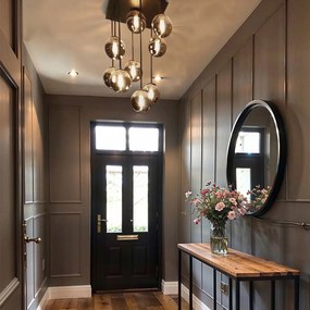 Candeeiro de teto moderno preto  9 luzes vidro fumê - ATHENS