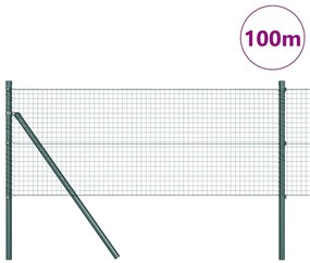 Cerca de Arame Welded com 13 Postes Verde 0.8x100m Aço