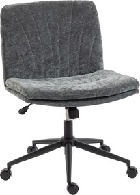 HOMCOM Cadeira Secretária com Assento Largo com Rodas Altura Ajustável Giratória Função Basculante 62x67x83-93 cm Cinza | Aosom Portugal