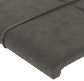 Cabeceira de cama c/ abas veludo 183x16x78/88cm cinzento-escuro