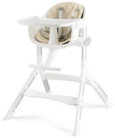 Cadeira Refeição bebés alta conversível 4 em 1 com altura ajustável em 5 posições Bandeja removível e lavável Almofada removível 62 x 72 x 87 cm Bege