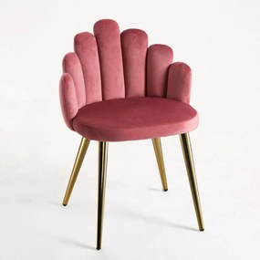 Cadeira Hand Gold Veludo - Rosa