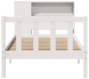 Cama com estante sem colchão 100x200 cm pinho maciço branco