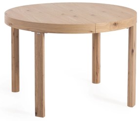 Kave Home - Mesa extensível redonda Colleen chapa de carvalho e pernas madeira maciça Ø120(170)x120 cm