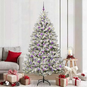 vidaXL Árvore de Natal Artificial Verde e Branco 210 cm PVC e Metal