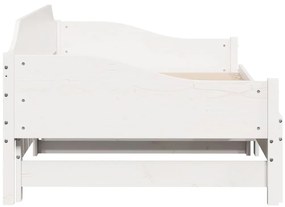Sofá-cama com gavetão 80x200 cm madeira de pinho maciça branco