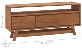 Móvel de TV 110x30x50 cm madeira de teca maciça