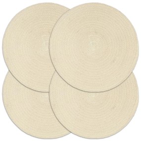 Individuais de mesa 4 pcs em algodão liso 38 cm redondo natural