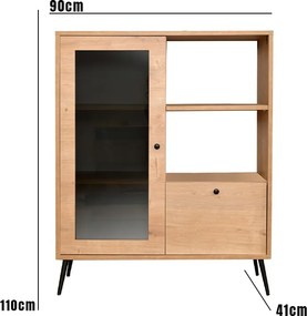 Armário Multiusos Calvin – Carvalho/Preto – 90x110x41 cm