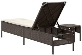 Espreguiçadeira com mesa e almofadão vime PE castanho